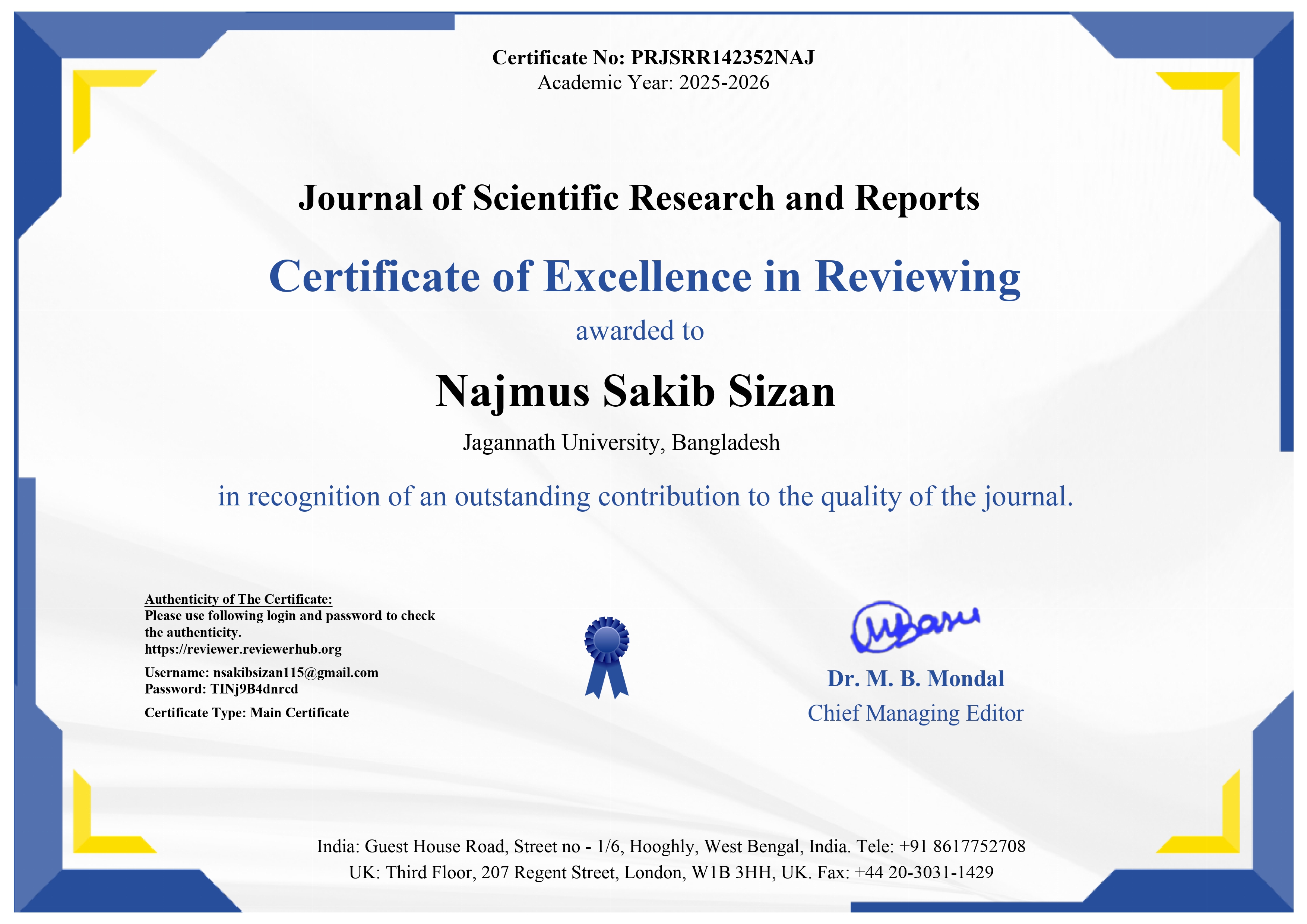 Best Paper Award