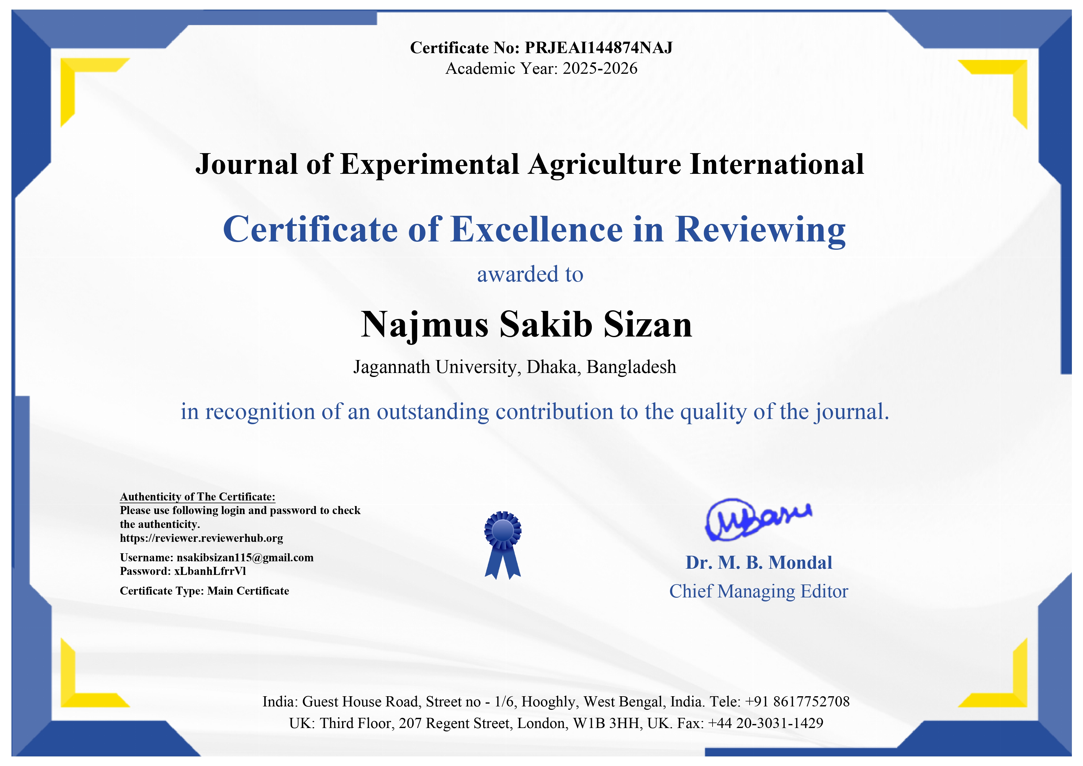 Best Paper Award